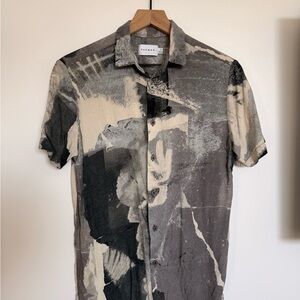 Topman Monochrome Abstract Button Down Shirt